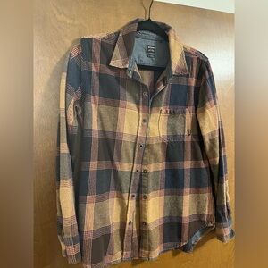 Prana Women’s Plaid Button-Up Shirt Jacket in Orange and Blue